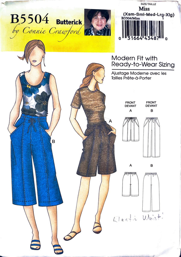 Butterick B5504 Connie Crawford | Misses'/Women's Shorts & Capri Pants | Size XS-XL