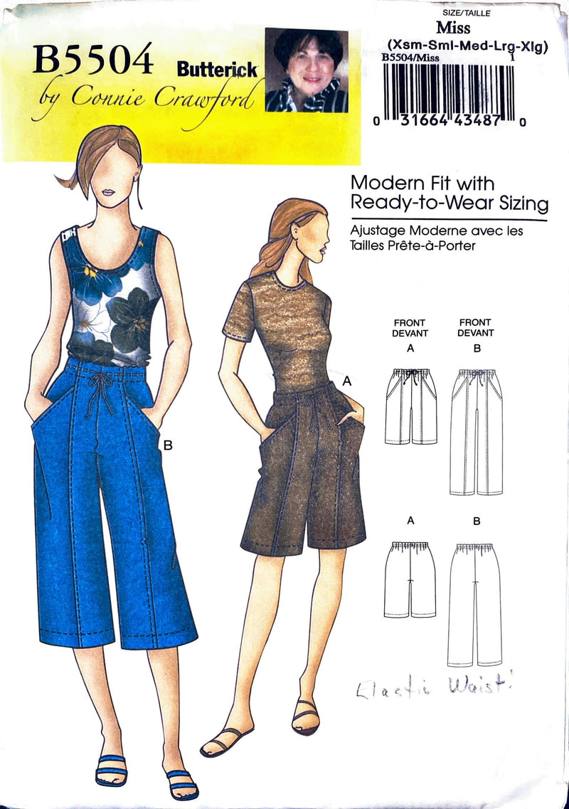 Butterick B5504 Connie Crawford | Misses'/Women's Shorts & Capri Pants | Size XS-XL