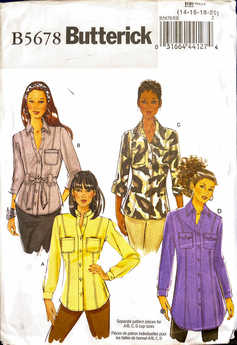 Butterick B5678 | Misses' Petite Shirt & Sash | Size 14-20