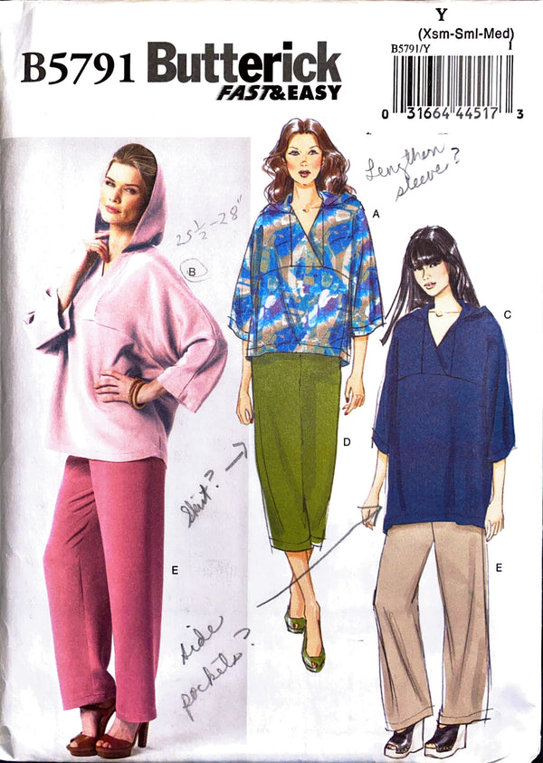 Butterick Fast & Easy B5791 ©️2012 | Misses' Top, Tunic, & Pants | Size XS-M