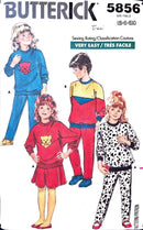 Butterick 5856 Vintage | Children's Top, Skirt, & Pants | Kid's Size 5-6-6X