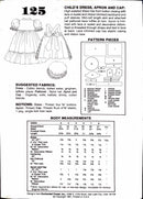 Little Darlings 125 Vintage | Child's Dress, Apron, and Cap | Kid's Size 3-5