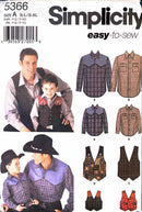 Simplicity 5366 | Kid's and Men's Shirt & Vest | Child Size Sm-Lg / Adult Size Sm-XL