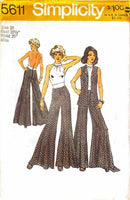 *Vintage* Simplicity 5611 | Misses' Halter Top, Unlined Vest, and Wide Leg Pants | Size 10, Bust 32 1/2, Waist 25"