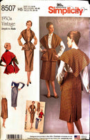 Simplicity 8507 1950s Vintage | Misses' Vintage Skirt and Shaped Stole | Size 6-14