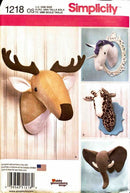 Simplicity 1218 | Plush Stuffed Animal Heads | One Size