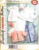 Simplicity 2900 | Babies' Layette and Bonnet in Three Sizes S 17", M 18", L19" | Size Infant