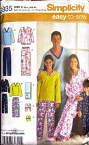 Simplicity 3935 | Unisex Child's, Teen's, and Adult's Pants, Top, Slippers, & Remote Control Holder | Size XS-L / XS-XL