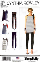 Simplicity 1372 Cynthia Rowley | Misses' Mini-Dress or Top, Tunic, and Knit Leggings | Size 6-14