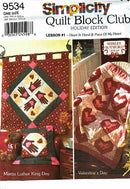 Simplicity 9534 Quilt Block Club | Heart in Hand & Piece Of My Heart | Home Decor Pattern