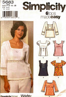 Simplicity 5683 | Misses' Pullover Tops | Size 12-20