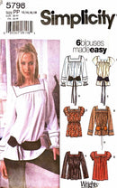 Simplicity 5798 | Misses' Pullover Peasant Blouse & Belt | Size 12-18