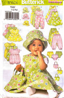 Butterick B5624 | Infants' Dress, Jumper, Romper, Jumpsuit, Panties, Pants, Hat, & Bag | Infant Size Lg-XLg