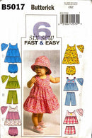 Butterick B5017 | Infants' Top, Dress, Panties, Shorts, Pants, & Hat | One Size