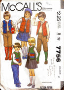 McCall's 7756 | Children's Vest, Skirt, Pants or Knickers, & Appliques | Kids Size 2T
