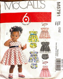 McCall's M5791 | Infants' Lined Dresses, Panties, and Head-Band | Infants Size Sm-XL
