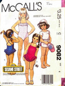 McCall's 9082 | Toddlers' & Children's Bathing Suit, Cover-Up, and Permanent Multi-Color Transfer | Kids Size 4