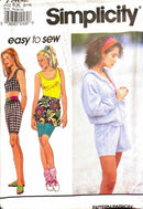 Simplicity 7802 | Misses' Knit Tank Top, Bicycle Shorts, Short-Shorts and Sweatshirt | Size 8-14
