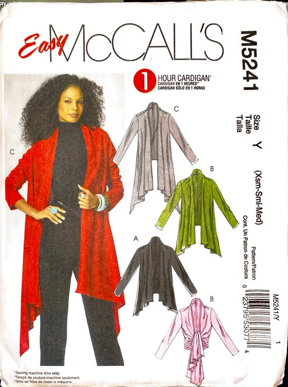 Easy McCall's M5241 | Misses' Cardigan in Three Lengths | Size XS-Med
