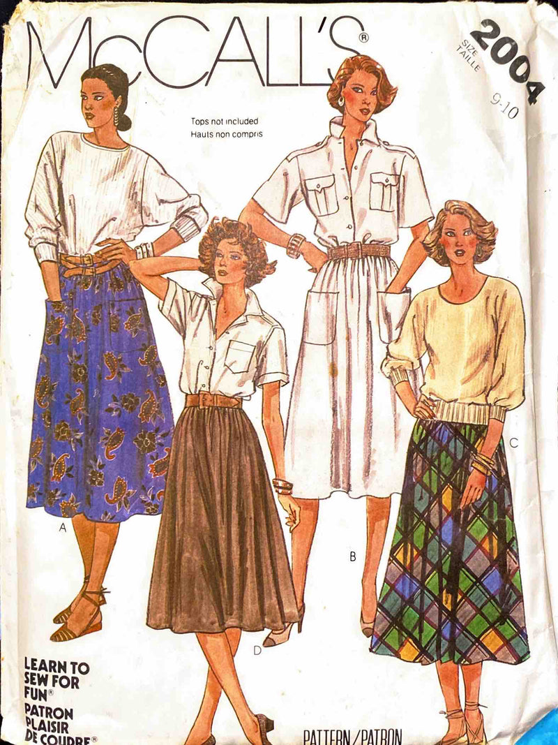 McCall's 2004 | Misses' and Young Junior/Teen Skirts | Size 9-10