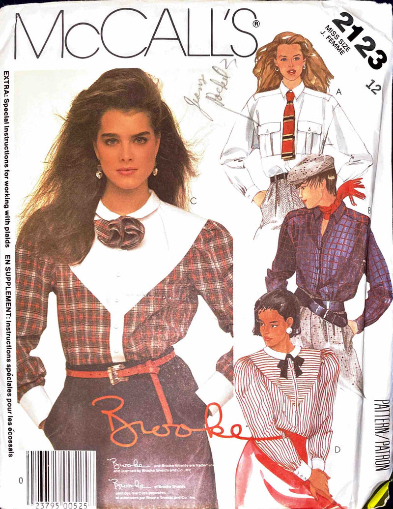 McCall's Brooke Shields 2123  | Misses' Shirt | Size 12