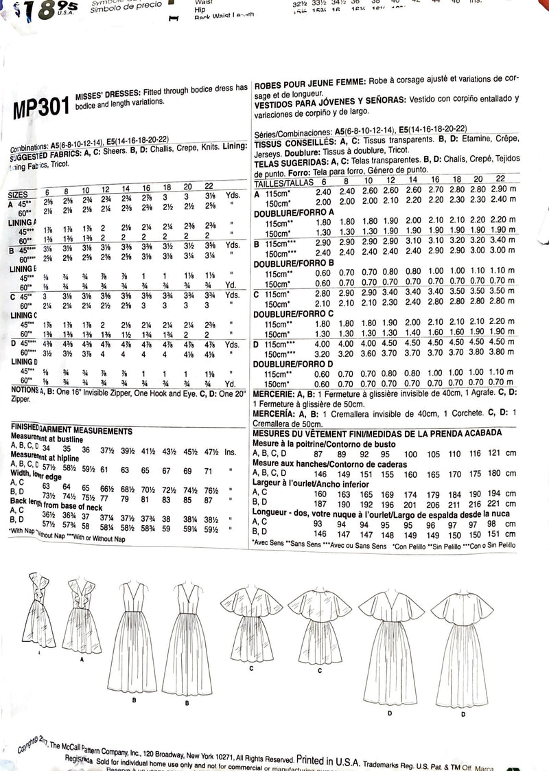 McCall's MP301 | Misses' Dresses | Size 14-22