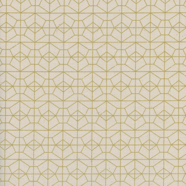 Geo Grid, Natural Metallic | Akoma | Quilting Cotton | RARE, OUT OF PRINT