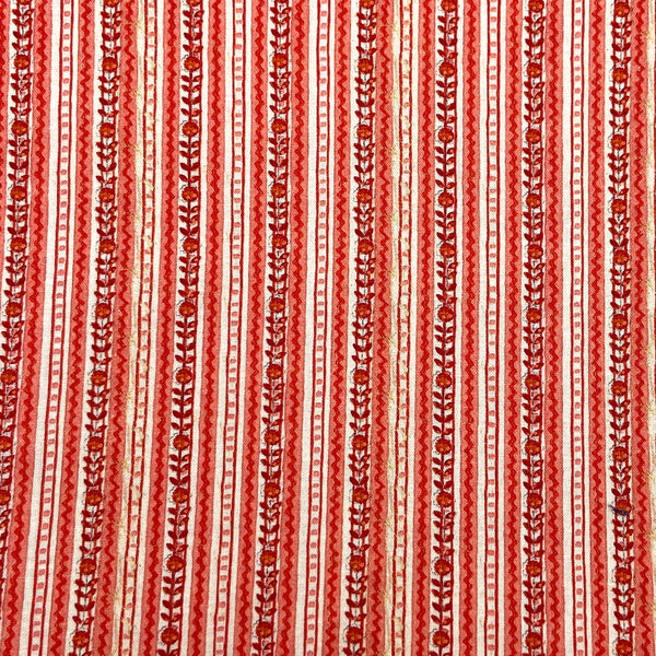 red and pink floral stripe quilting fabric