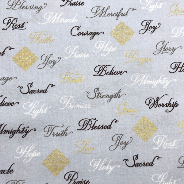 Words of Peace Gray | Appreciation | Quilting Cotton