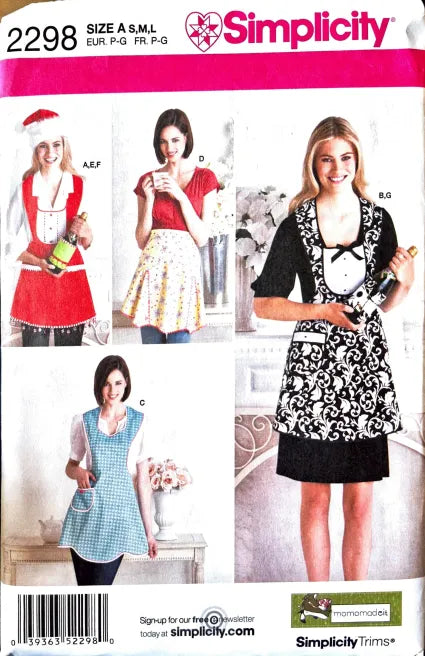 Simplicity 2298 | Misses' Aprons, Hat in Three Sizes and Bottle Cozy