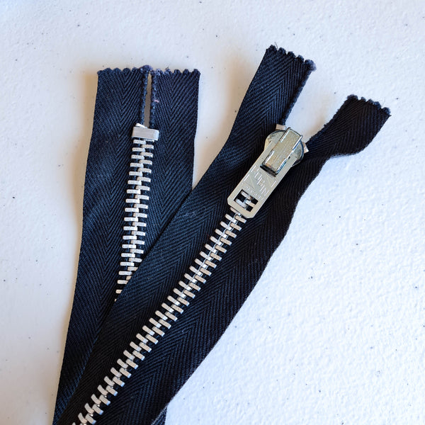 Heavy Duty Black, Metal NON-SEPARATING Zippers