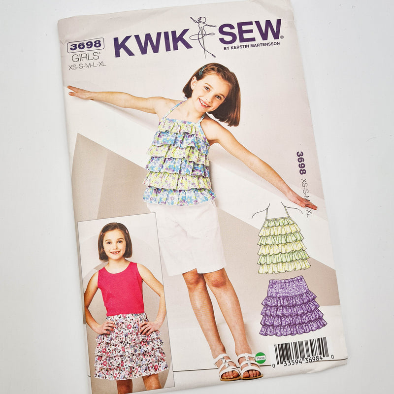 Kwik Sew 3698 | Kids Ruffly Top + Skirt XS-XL