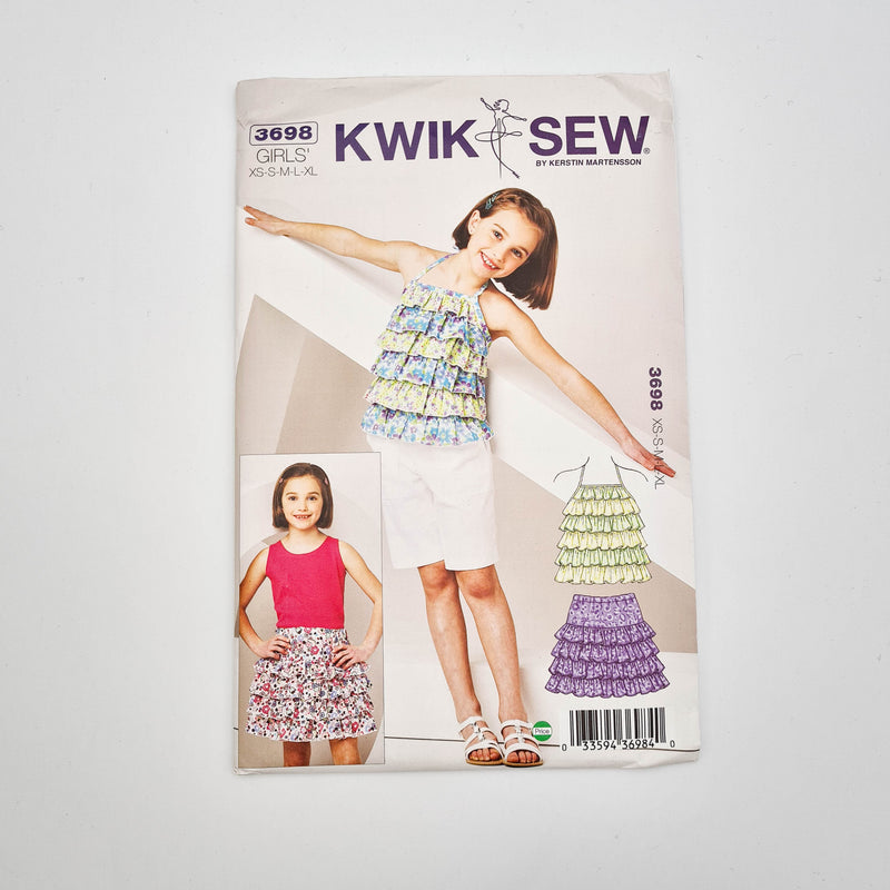 Kwik Sew 3698 | Kids Ruffly Top + Skirt XS-XL