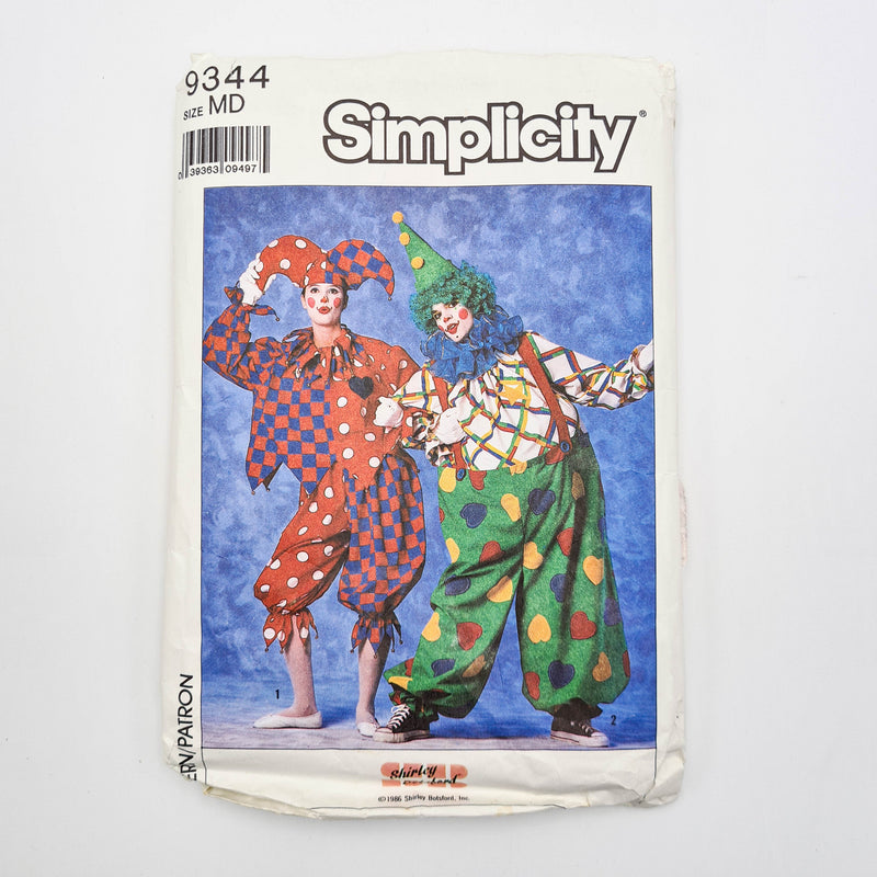 Simplicity 9344 | Adult Jester and Clown Costume - Size Medium