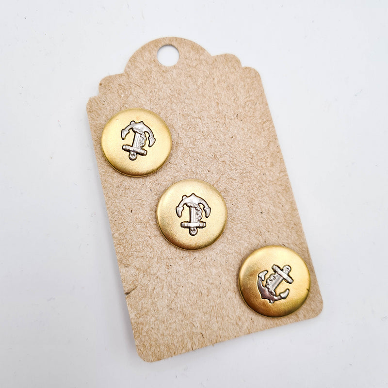 Gold Anchor Buttons | Set of 3