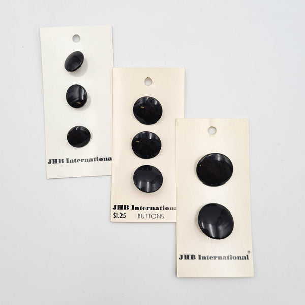 1/2", 5/8" or 7/8" Shiny Black | Plastic Buttons | Choose Your Size