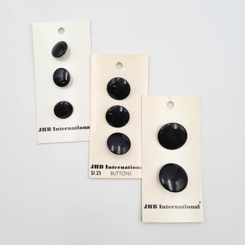 5/8" - 7/8" Shiny Simple Black Shank Buttons - JHB - Made in France