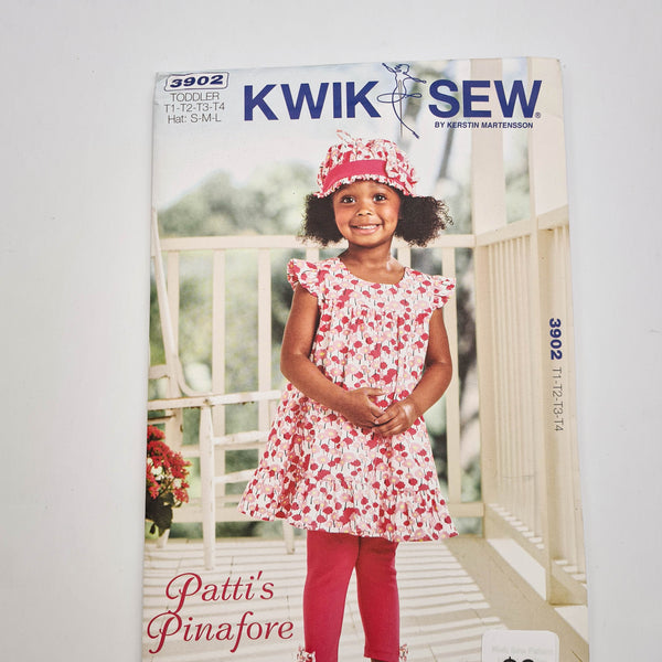 Kwik Sew 3902 | "Patti's Pinafore" - Sizes T1-T2-T3-T4 | Uncut, Unused, Factory Folded Sewing Pattern