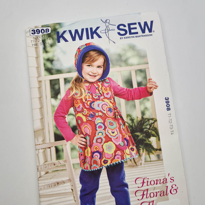 Kwik Sew 3908 | "Fiona's Floral + Fleece" - Sizes T1-T2-T3-T4 | Uncut, Unused, Factory Folded Sewing Pattern