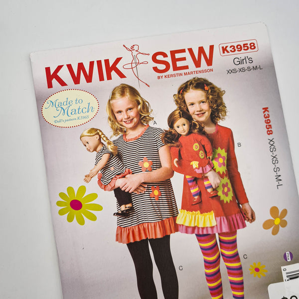 Kwik Sew 3958 | Kids' Top + Leggings - Sizes XXS, XS, S, M, L | Uncut, Unused, Factory Folded Sewing Pattern