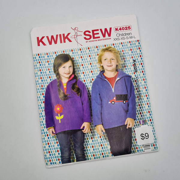 Kwik Sew 4025 | Kids' Tops - Sizes XXS, XS, S, M, L | Uncut, Unused, Factory Folded Sewing Pattern
