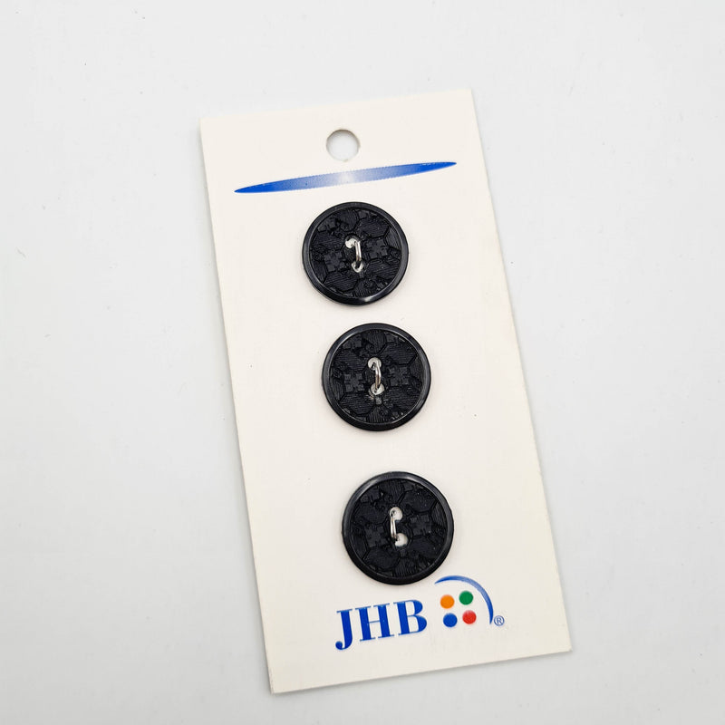 3/4" Black Tilework Buttons - JHB - Made in Italy