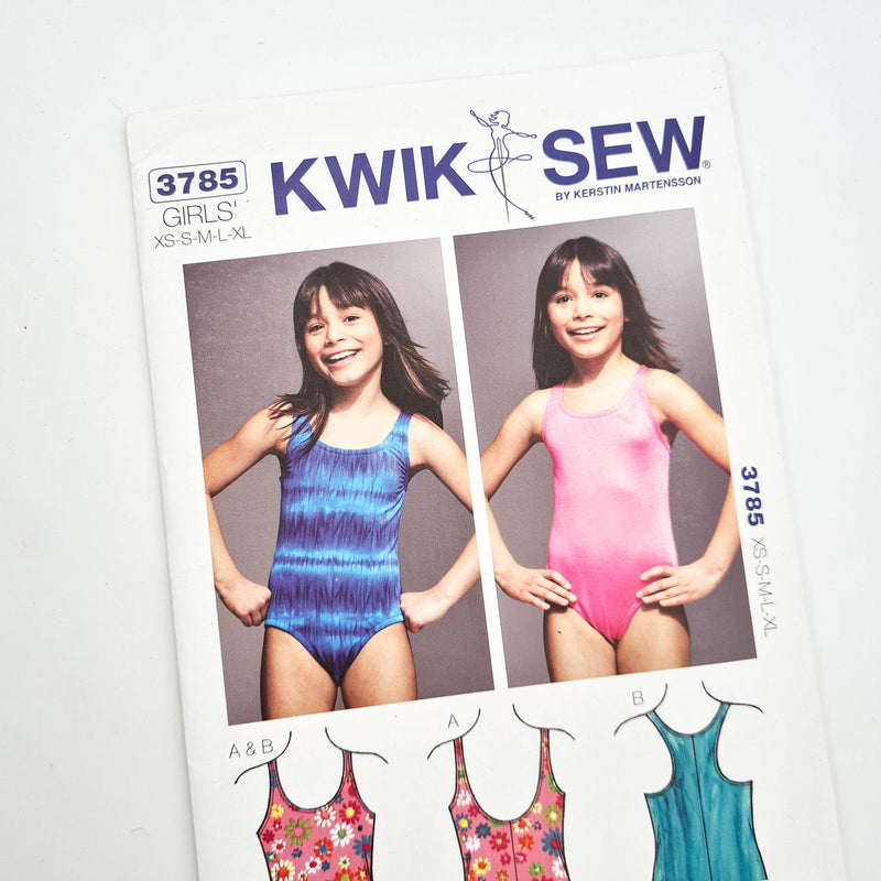 Kwik Sew 3785 | Kids' Swimsuit - Sizes XS, S, M, L, XL | Uncut, Unused, Factory Folded Sewing Pattern