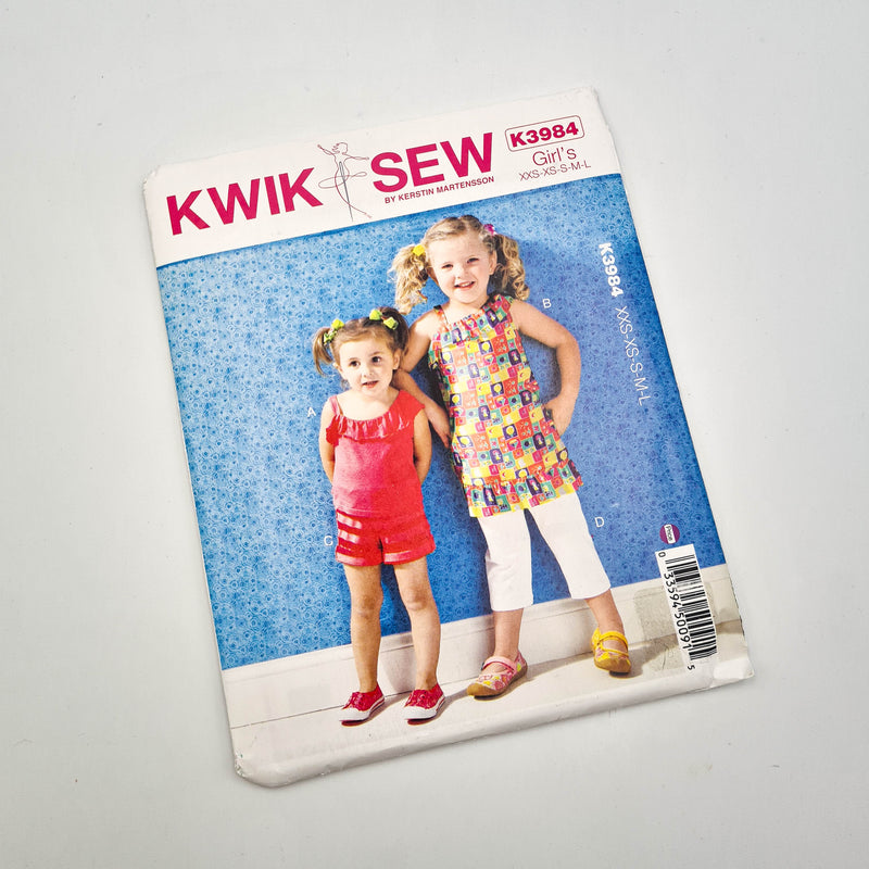 Kwik Sew 3984 | Kids' Tops, Shorts + Pants - Sizes XXS-XS-S-M-L | Uncut, Unused, Factory Folded Sewing Pattern