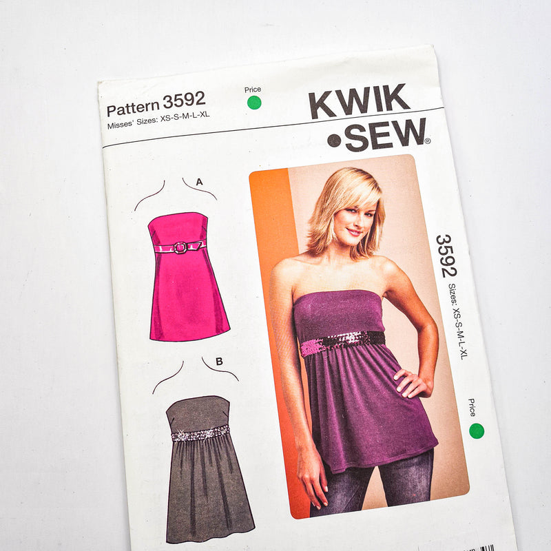 Kwik Sew 3592 | Adult Tops - Sizes XS, S, M, L, XL | Uncut, Unused, Factory Folded Sewing Pattern