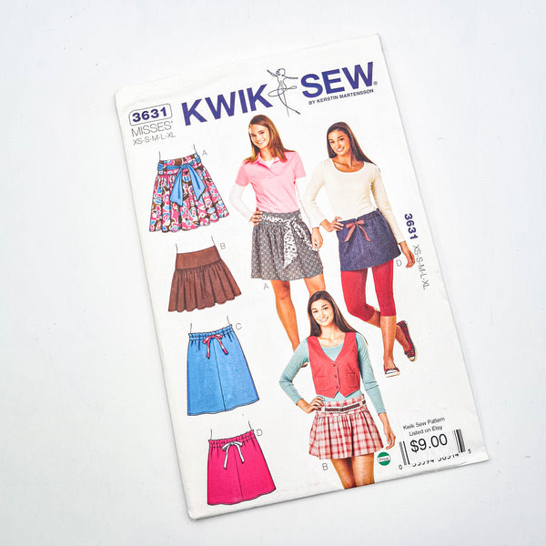 Kwik Sew 3631 | Adult Skirts - Sizes XS, S, M, L, XL | Uncut, Unused, Factory Folded Sewing Pattern