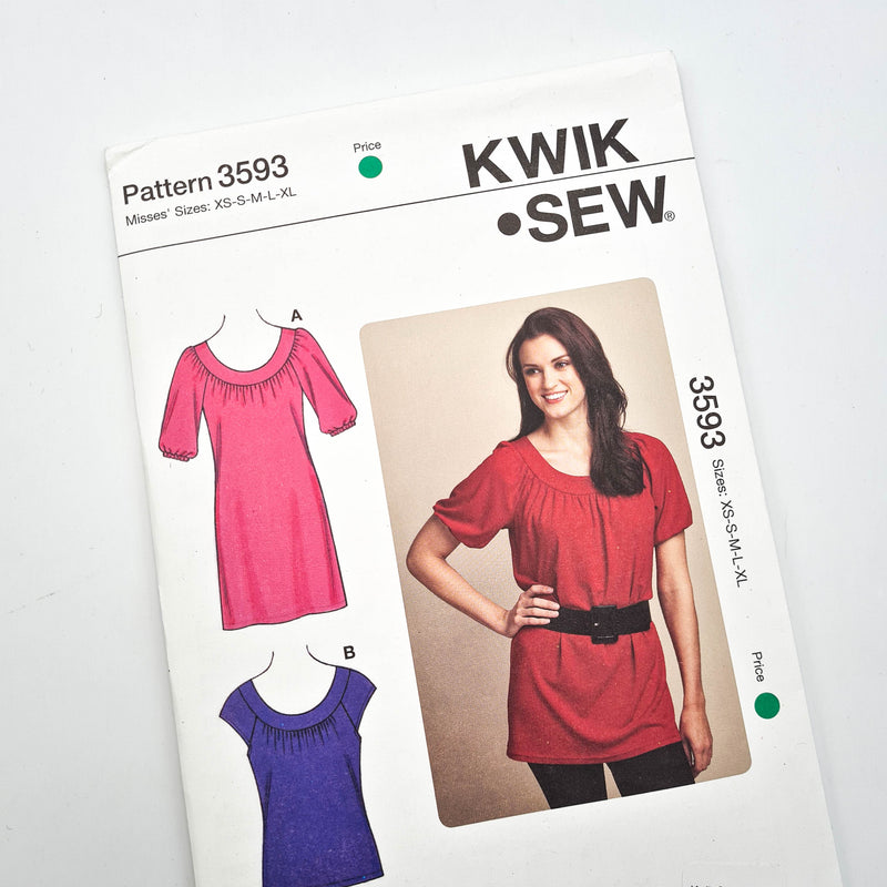 Kwik Sew 3593 | Adult Tops - Sizes XS, S, M, L, XL | Uncut, Unused, Factory Folded Sewing Pattern