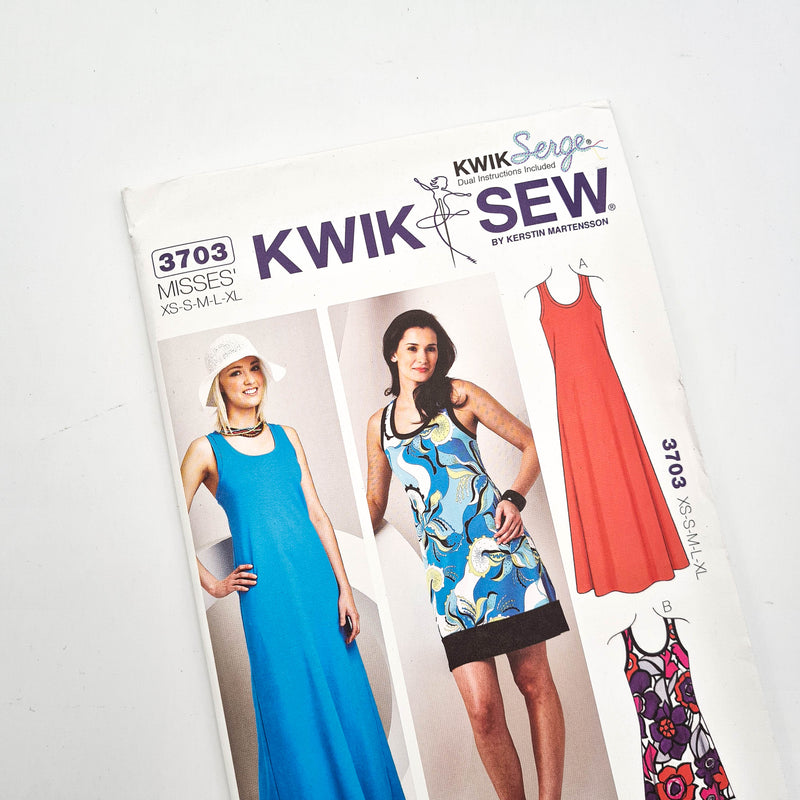 Kwik Sew 3703 | Adult Dresses - Sizes XS, S, M, L, XL | Uncut, Unused, Factory Folded Sewing Pattern