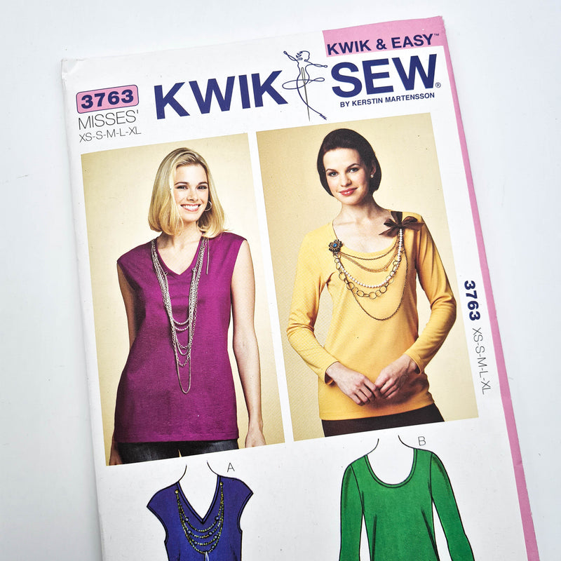 Kwik Sew 3763 | Adult Tops - Sizes XS, S, M, L, XL | Uncut, Unused, Factory Folded Sewing Pattern