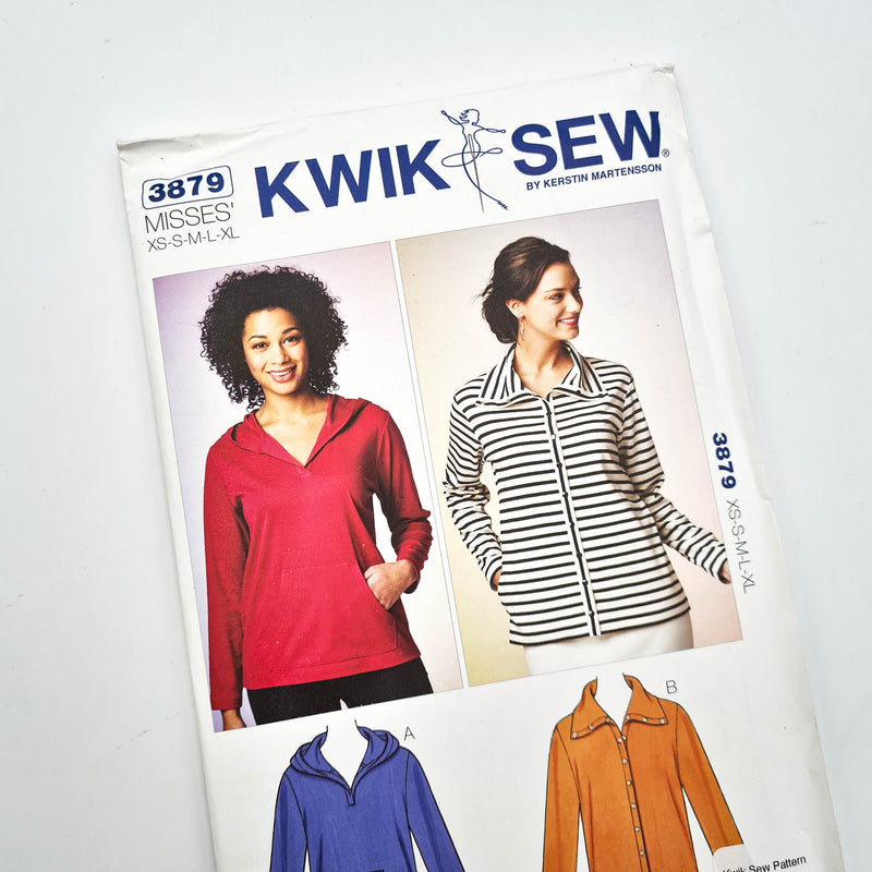 Kwik Sew 3879 | Adult Top + Cardigan - Sizes XS, S, M, L, XL | Uncut, Unused, Factory Folded Sewing Pattern